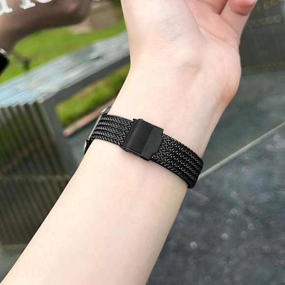 NEW Adjustable Slim Stylish Strap Silver Stainless For Apple Watch - Black - Picture 4 of 5